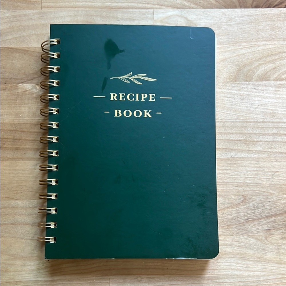 Green Recipe Book with Gold Accents